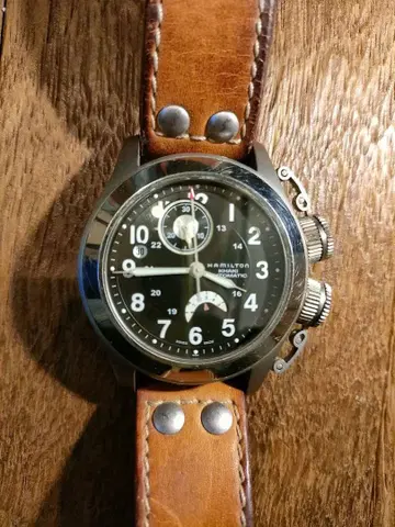 레어 해밀턴 프로그맨 가죽 벨트 손목시계 자동 와인딩