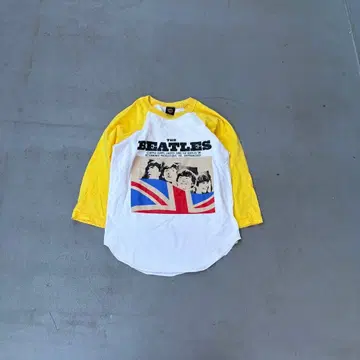 00s 비틀즈 래글런 프린트 7부 소매 티셔츠 남성용