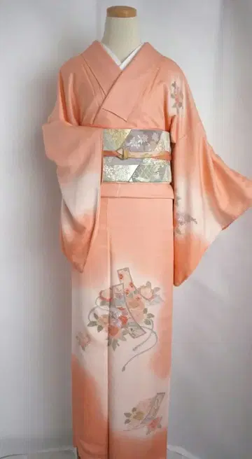 츠케사게 호몬기 코디네이트 풀세트 입학식 등 자수 살몬 핑크 순수 실크