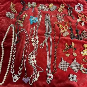 액세서리 묶음 판매 펄 목걸이 귀찌 반지 20점 이상