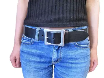 도치기 가죽 벨트 (블랙) 니켈 배럴 도금 버클 40mm 폭 통가죽