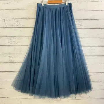 titivate 튤 롱 스커트 M 파란색 봄 여성용 허리밴딩