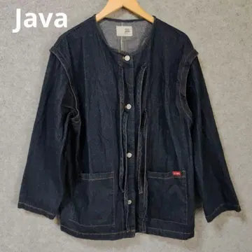 Java 리본 데님 자켓 다크 블루 커버올