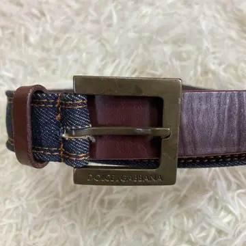 돌체앤가바나 벨트 데님 가죽 로고 금장 장식 이탈리아제