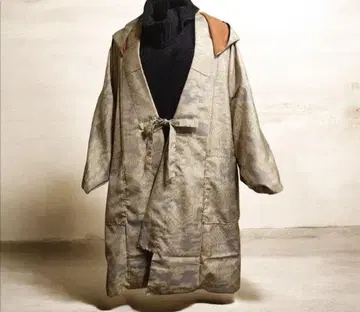 기모노 리메이크 카스리 후드 부착 겉옷 코트