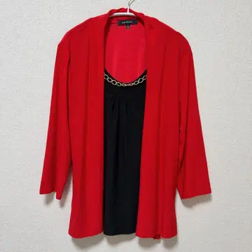 Liz McCoy [ XL ] 레드 블랙 레이어드 스타일 튜닉 체인 포함