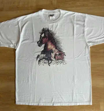 90s JERZEES 말 애니멀 프린트 T셔츠 Wildside 호스