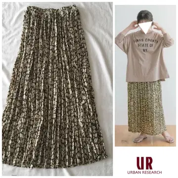 어반 리서치 [세탁 가능] 주름 가공 꽃무늬 미모레 기장 롱 스커트