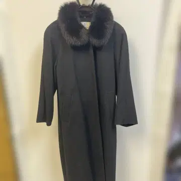 캐시미어 100% 롱 코트 블랙 퍼 포함