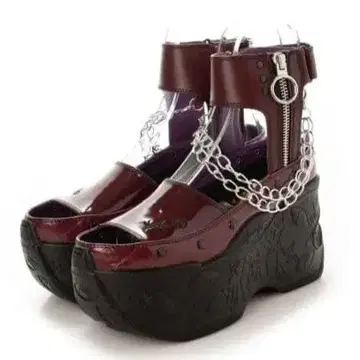 버건디 플랫폼 샌들 요스케 YOUSUKE 통굽 샌들