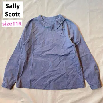 샐리 스콧 옷깃 리본 코튼 블라우스 블루 계열 사이즈 11R