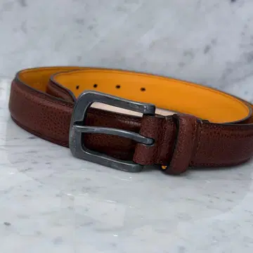 일본제 GANZO 간조 브라운 가죽 벨트 실버 버클 천연 가죽 드레스