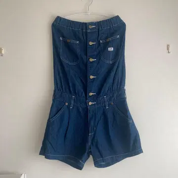 리 다크 데님 슬리브리스 점프수트