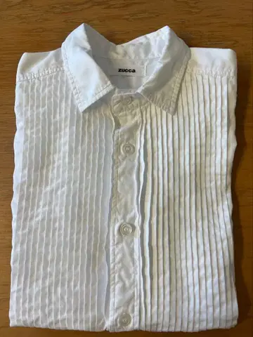 ZUCCa 화이트 턱 면 100% 긴팔 블라우스