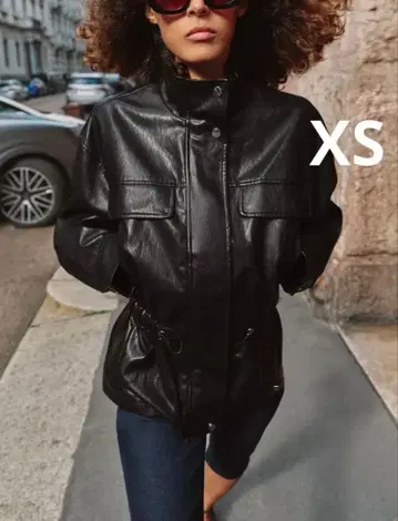 ZARA 자라 하이넥 페이크 가죽 자켓 새상품, 미사용