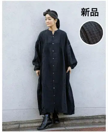 [새상품] 이치앤티크 동취 린넨 깅엄 턱 셔츠 원피스