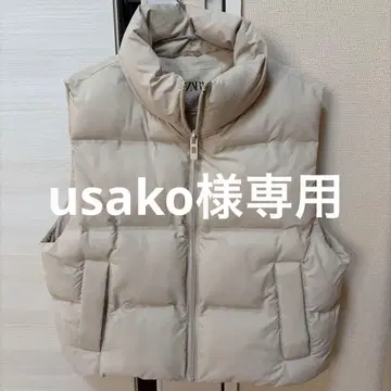 ZARA 다운 베스트 베이지 화이트