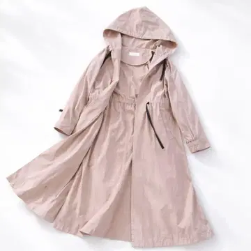 Simplicite 후드 부착 롱 코트 베이지