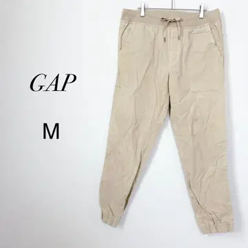 갭 조거 팬츠 베이지 M 치노 팬츠 허리밴딩 면 100%
