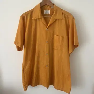 60s ARROW 반팔 오픈 카라 셔츠 L 머스타드/오렌지