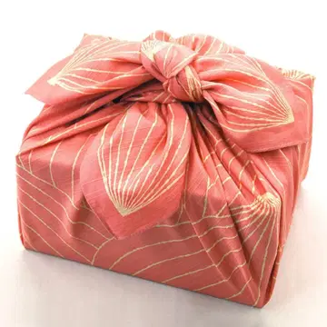 후로시키야 보자기 대형 태피스트리 오렌지 살몬 핑크 연꽃 패턴