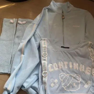 천사계 패션 저지 T셔츠 스카이블루 복슬복슬 서브컬쳐