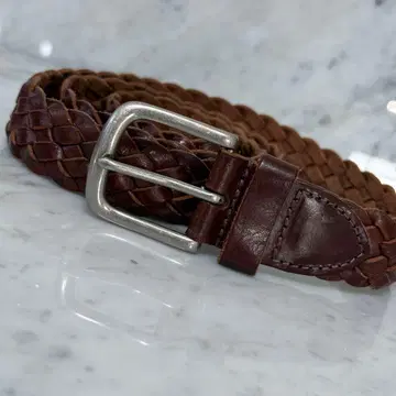 빈티지 천연 가죽 메쉬 브라운 가죽 웨빙 벨트