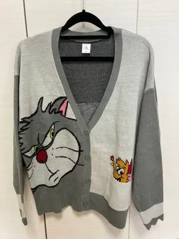 디즈니 신데렐라 루시퍼 잭 가디건 긴팔 그레이