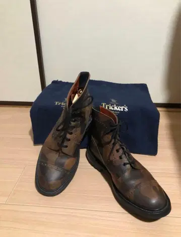 Tricker's 브라운 가죽 부츠 수납 봉투 포함