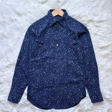 45rpm 꽃무늬 셔츠 리버티 패턴 인디고 긴팔 자수 일본제 S-M