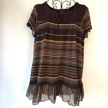 브라운 계열 스트라이프 튜닉 페어리 그런지 모리걸 y2k 갸루