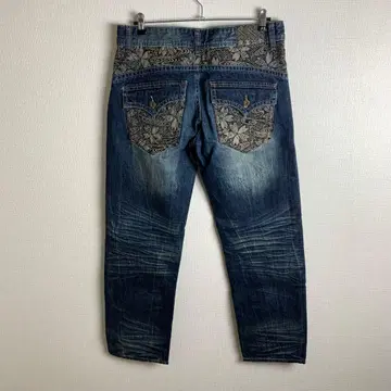 스트레이트 데님 일본풍 패턴 보타니컬 모노톤 히게 허니컴 각인 버튼