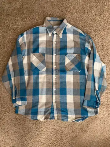 최고의 배색 블루 계열 70s BIG MAC 플란넬 셔츠 단색 택