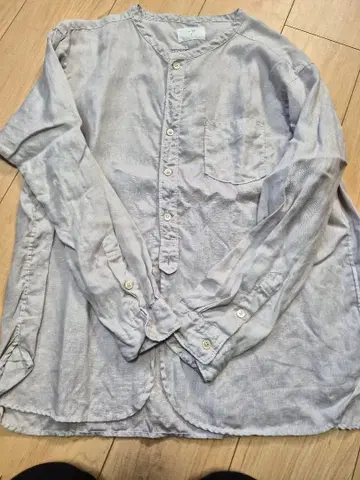 린넨 100% 옅은 그레이 긴팔 셔츠