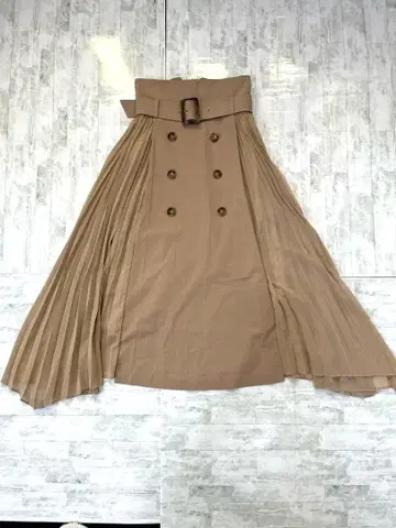 FRAY I.D 플리츠 콤비 스커트 베이지 벨트 포함 S 사이즈
