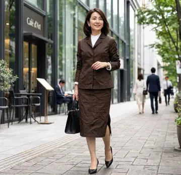 Y3163*바디 드레싱 스커트 셋업 브라운 면 린넨 9