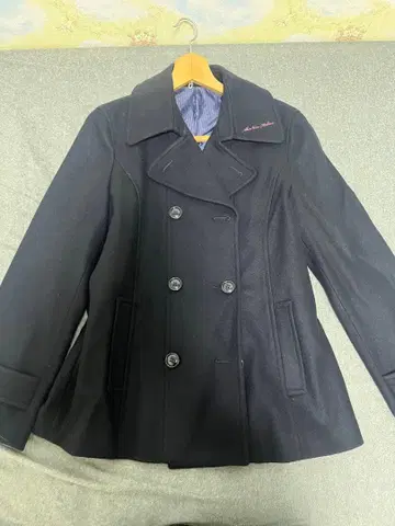 고등학교 니치다이 미시마 코트 네이비 더블 브레스트 울 코트 L 사이즈