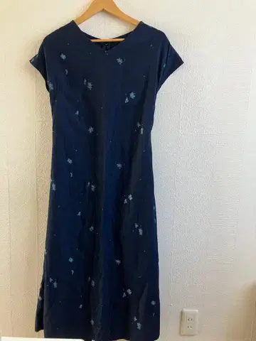 45r 45rpm 인디고 네이비 나염 롱 원피스