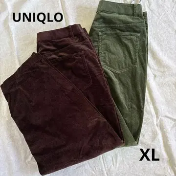 UNIQLO 코듀로이 커브 팬츠 그린 and 브라운 XL 세트