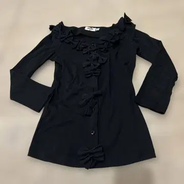 모스키노 리본 장식 블랙 7부 기장 가디건