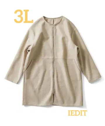 IEDIT 미들 기장 봄 노카라 코트 아이보리 펠리시모