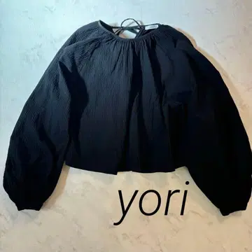 새상품급 yori 포코포코 개더 블라우스 블랙 프리 사이즈