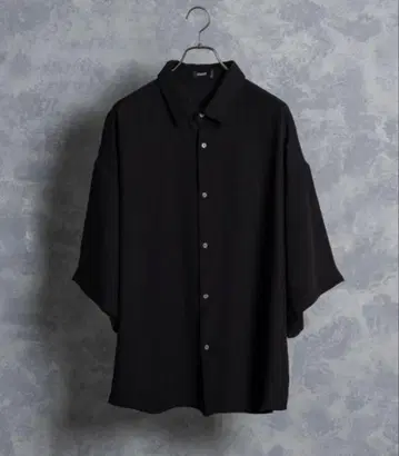 KUUUPY 멜란지 패턴 베이직 레귤러 카라 셔츠 Black