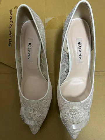 DIANA 레이스 펌프스 화이트 상자 없음 23.5cm