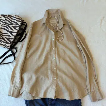 UNITED ARROWS 린넨 100% 긴팔 셔츠 베이지