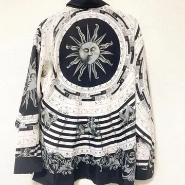 레어 JUN MEN 스카프 패턴 긴팔 셔츠 올 패턴 태양 별자리 점성술