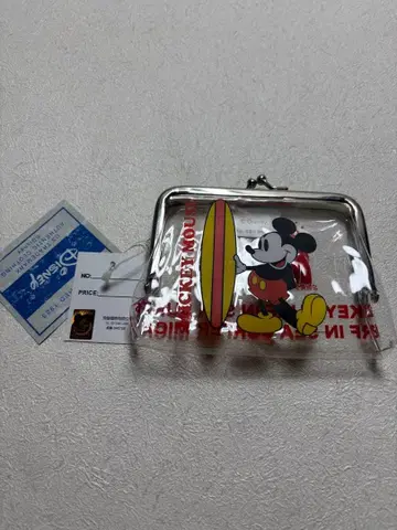 레트로 디즈니 서프 미키마우스 클리어 가마구치 파우치 코인 케이스