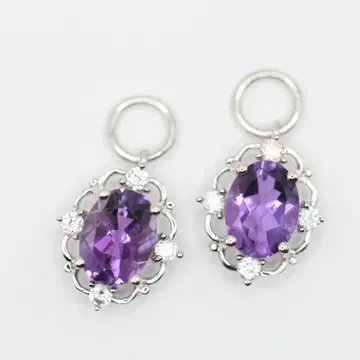 GSTV 팔라듐 실버 950 자수정 피어링 참