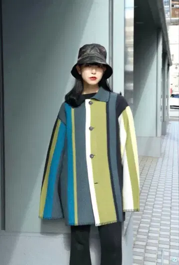 perverze 퍼버즈 담요 코트 스트라이프 코트 아우터