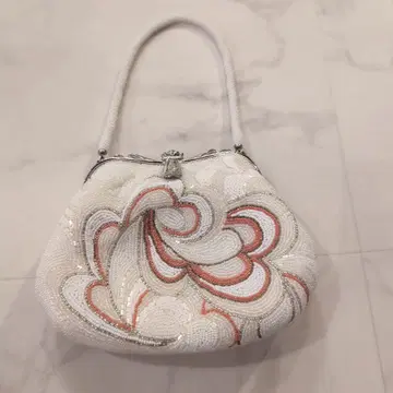 새상품급 쇼와 앤티크 가마구치 총 비즈 백 일본 의류 파티 화려한 레트로